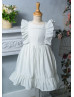 Ivory Chiffon Pleated Boho Flower Girl Dress